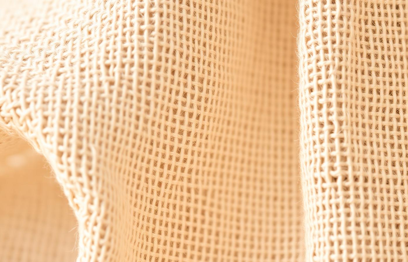 Macro detail of woven linen fabric for textile quality control